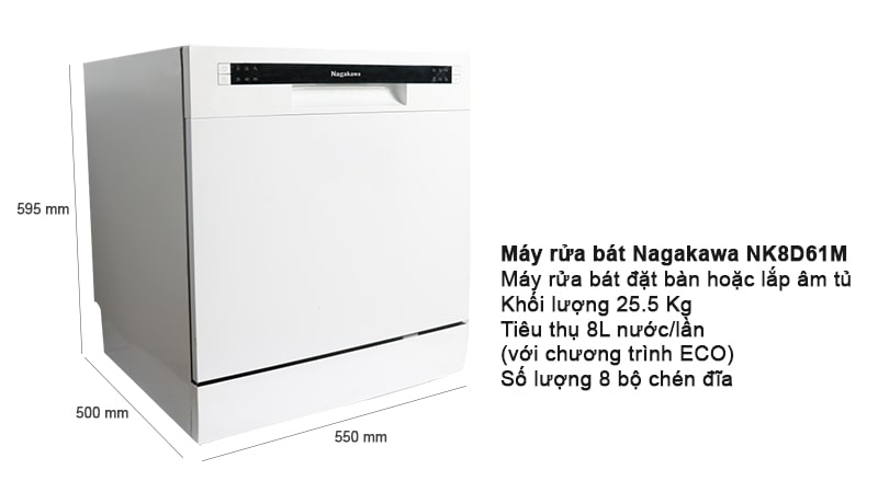 Thông số kỹ thuật máy rửa bát Nagakawa